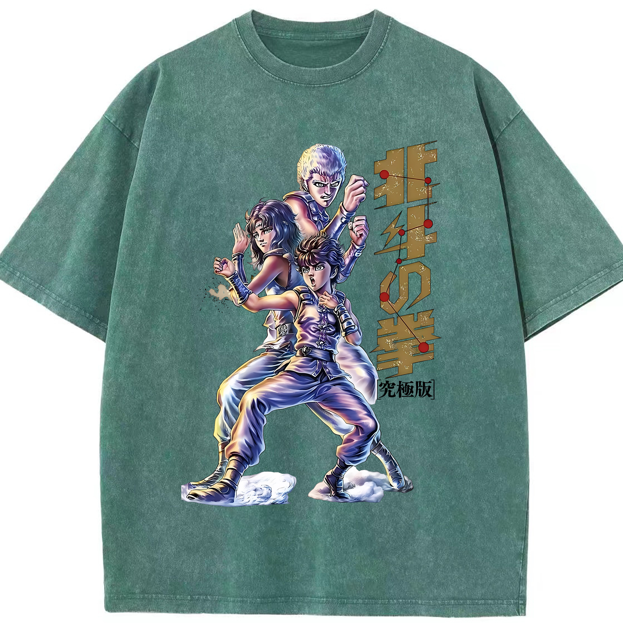 （画像用） 北斗の拳 Fist of the North Star 綿100% ヴィンテージ風 半袖Tシャツ（フロントプリント）